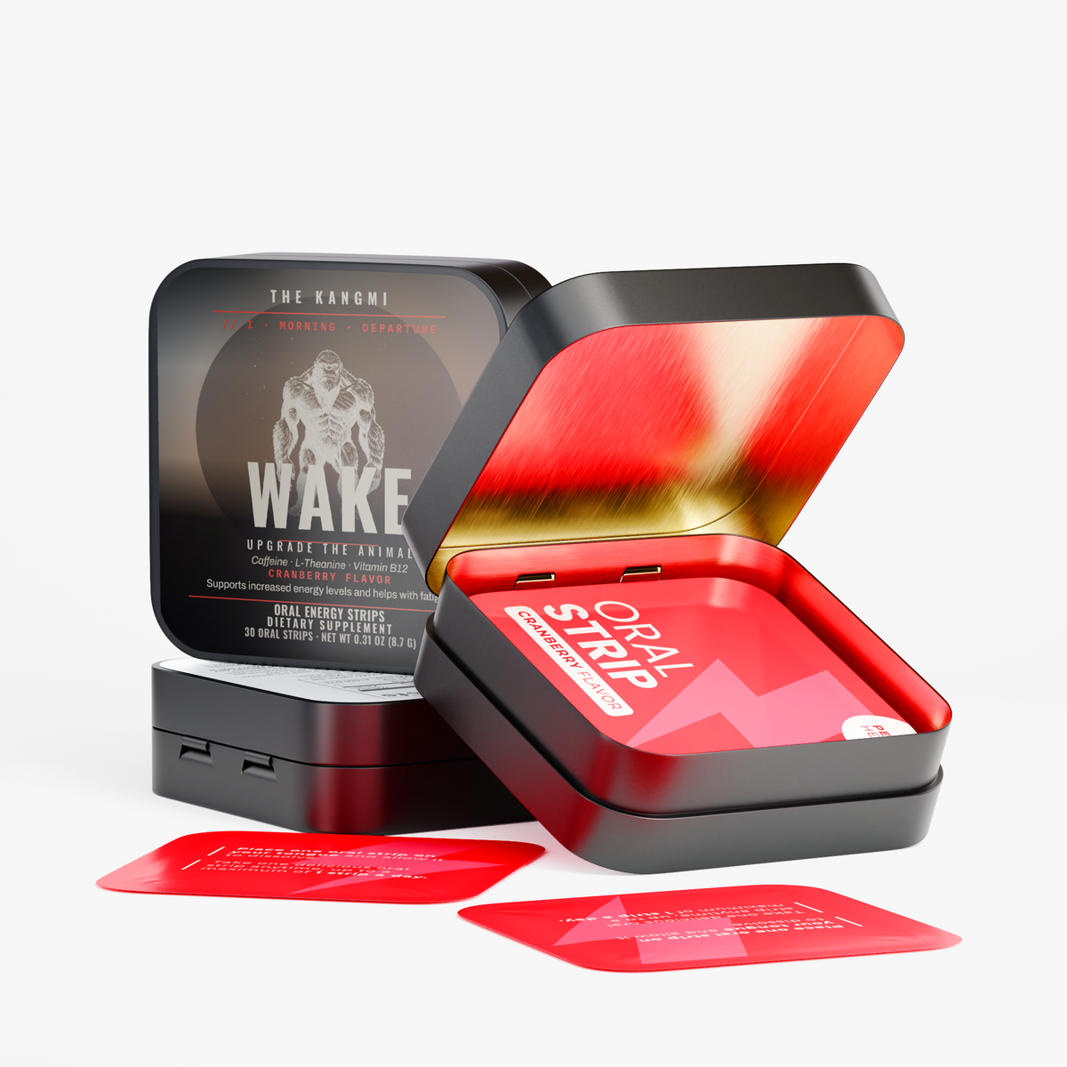 WAKE sublingual energy strips with caffeine, L-Theanine and B12