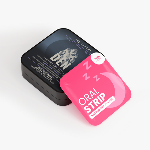 DEN oral sleep strips tin, raspberry flavour